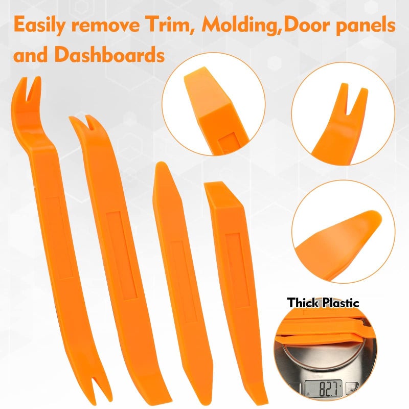 KLTECH 4Pcs Auto Door Clip Panel Trim Removal Tool Kits Thick Plastic Car Tools for Car Dash Radio Audio Installer Pry Tool with Paper Box - Image 4